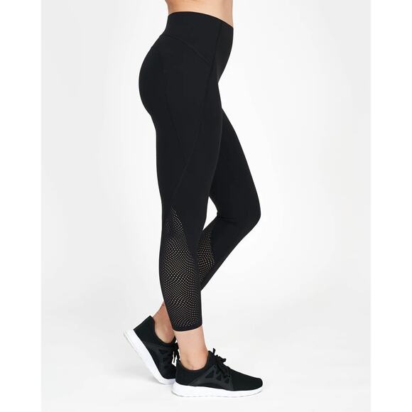 Spanx Shapewear Leggings Size Medium Highwaist Laser Wave 7/8 Black - Picture 1 of 5